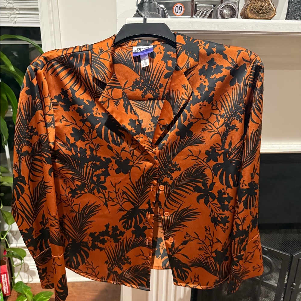 Orange and Black Floral Blouse - Future Collective